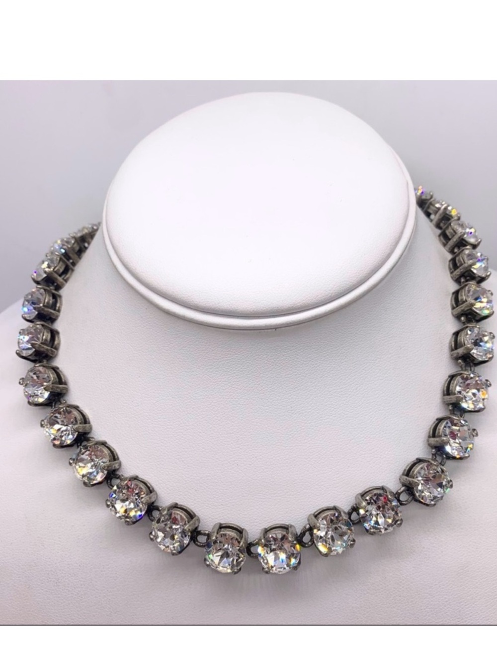 J. Crew Swarovski Clear Crystal Tennis Necklace - Silver Tone - Picture 2 of 3